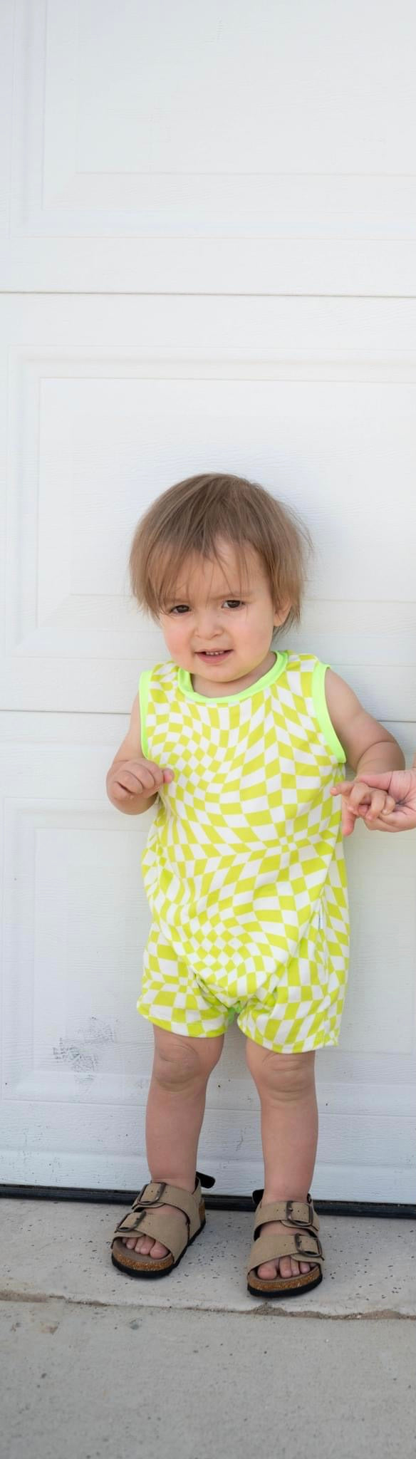 Neon Checkered Tank Romper