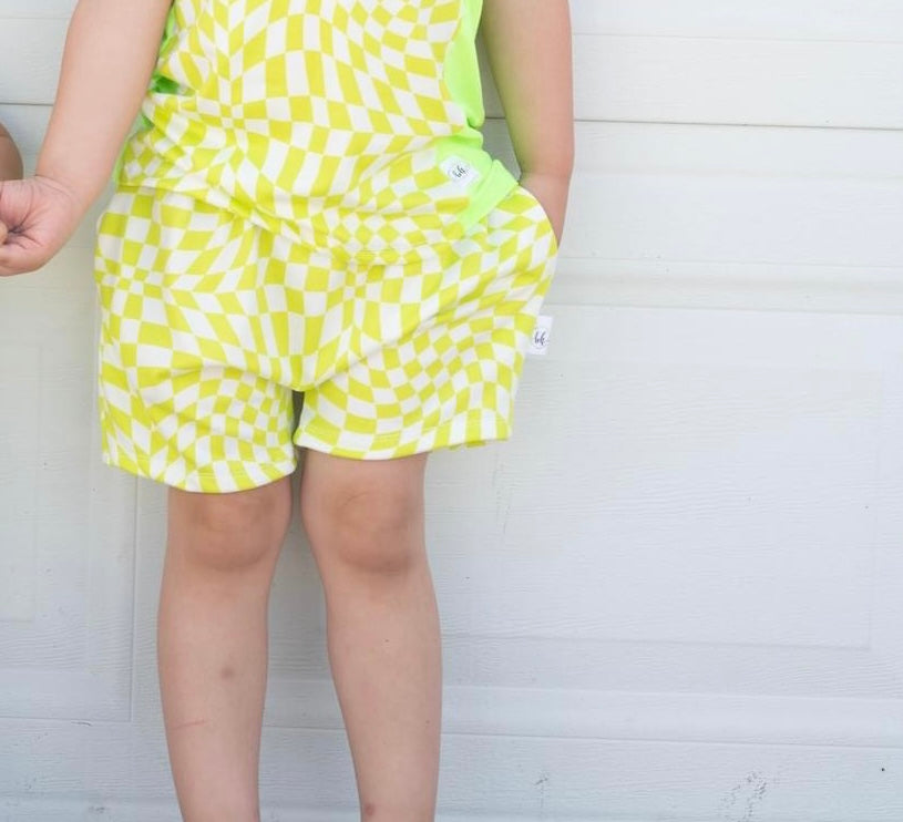 Neon Checkered Boy Shorts