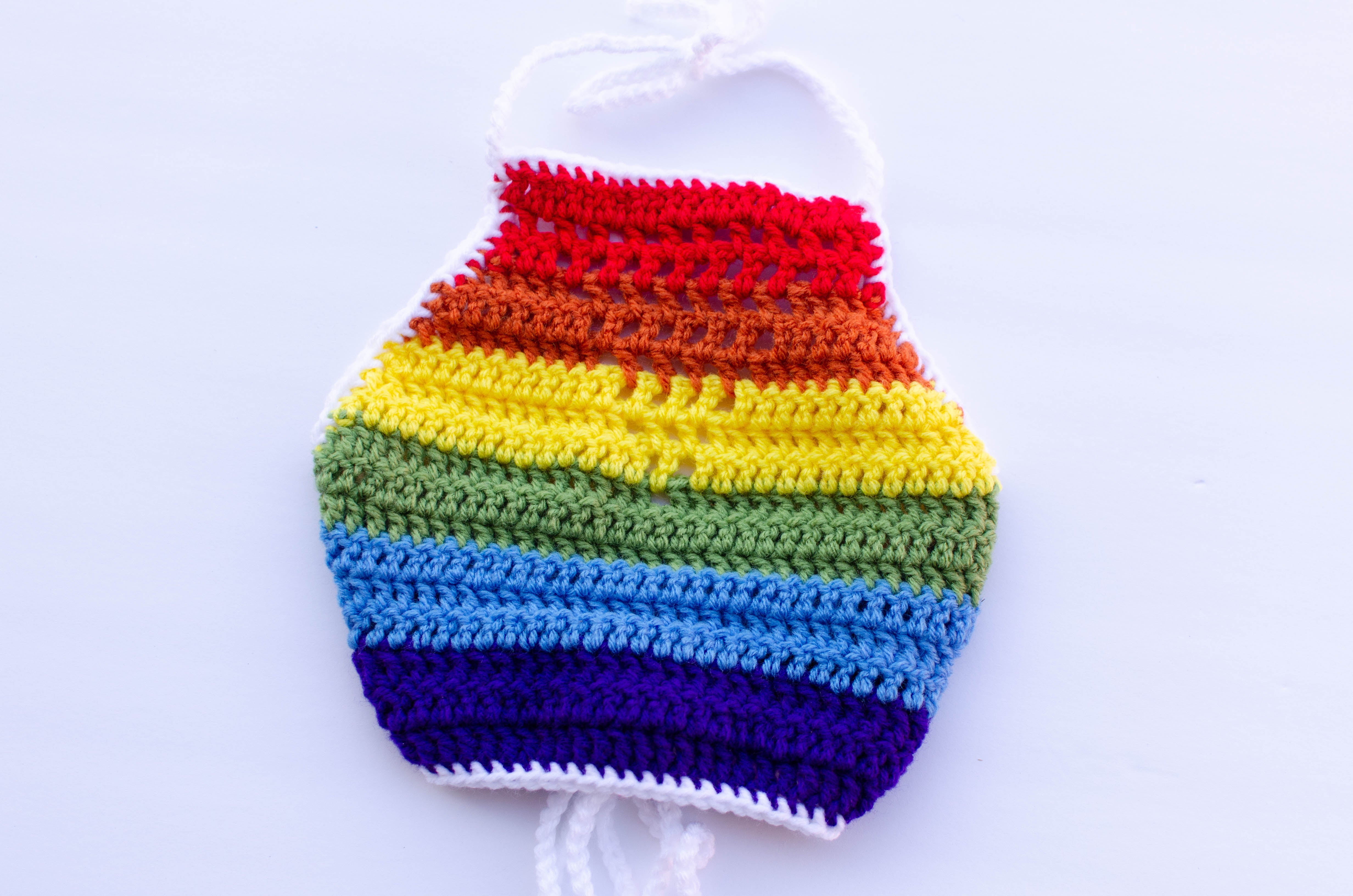 Rainbow Crochet Boho Halter Crop Top