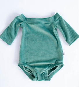 Teal Corduroy Bodysuit