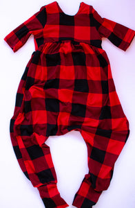 Red Buffalo Plaid Alley Cat Romper