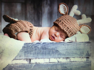 Deer Hat and Diaper Cover Crochet Set - Boy or Girl