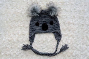 Koala Crochet Hat with Fur Ears