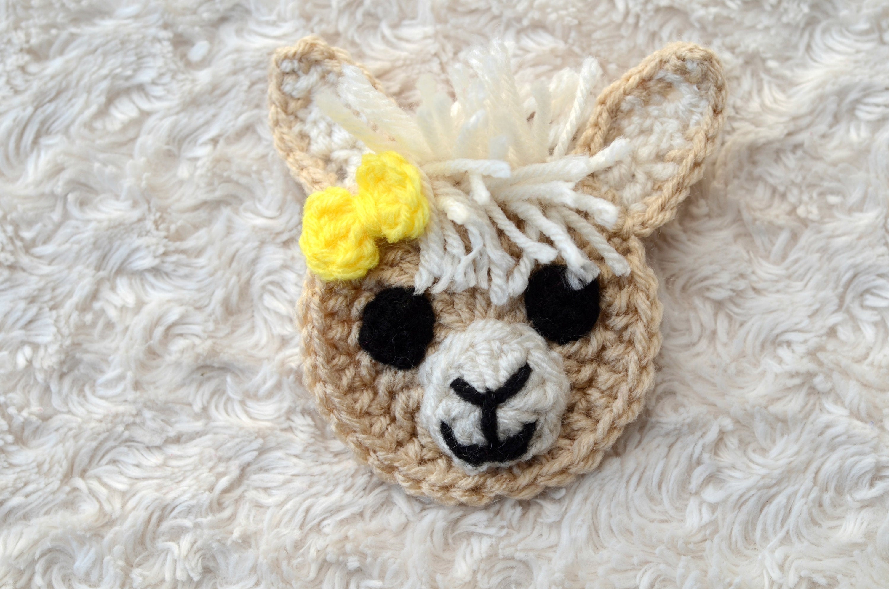 Llama / Alpaca Crochet Hair Bow or Headband