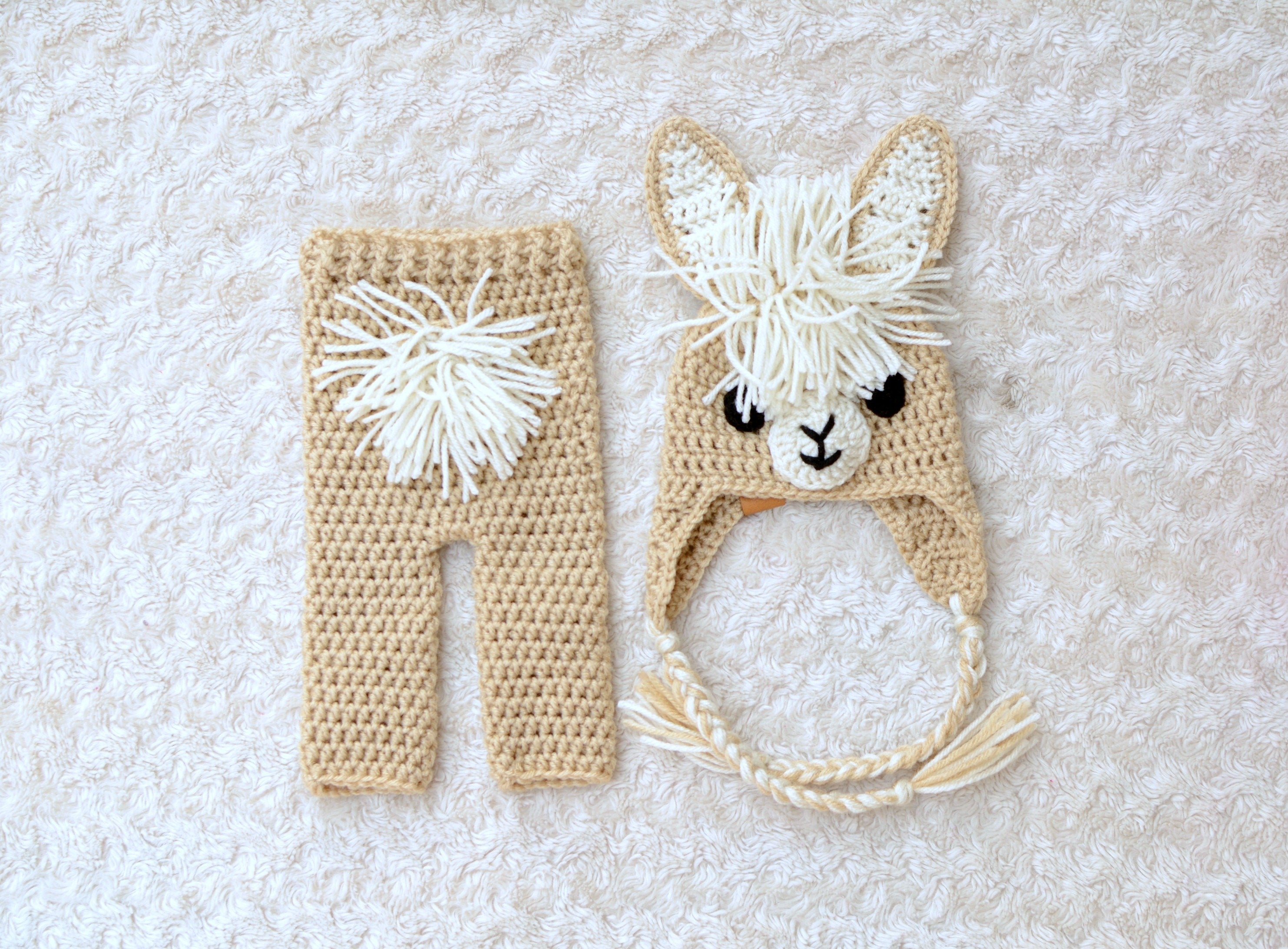 Llama / Alpaca Hat and Diaper Cover OR Pants Crochet Set