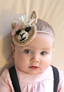 Llama / Alpaca Crochet Hair Bow or Headband