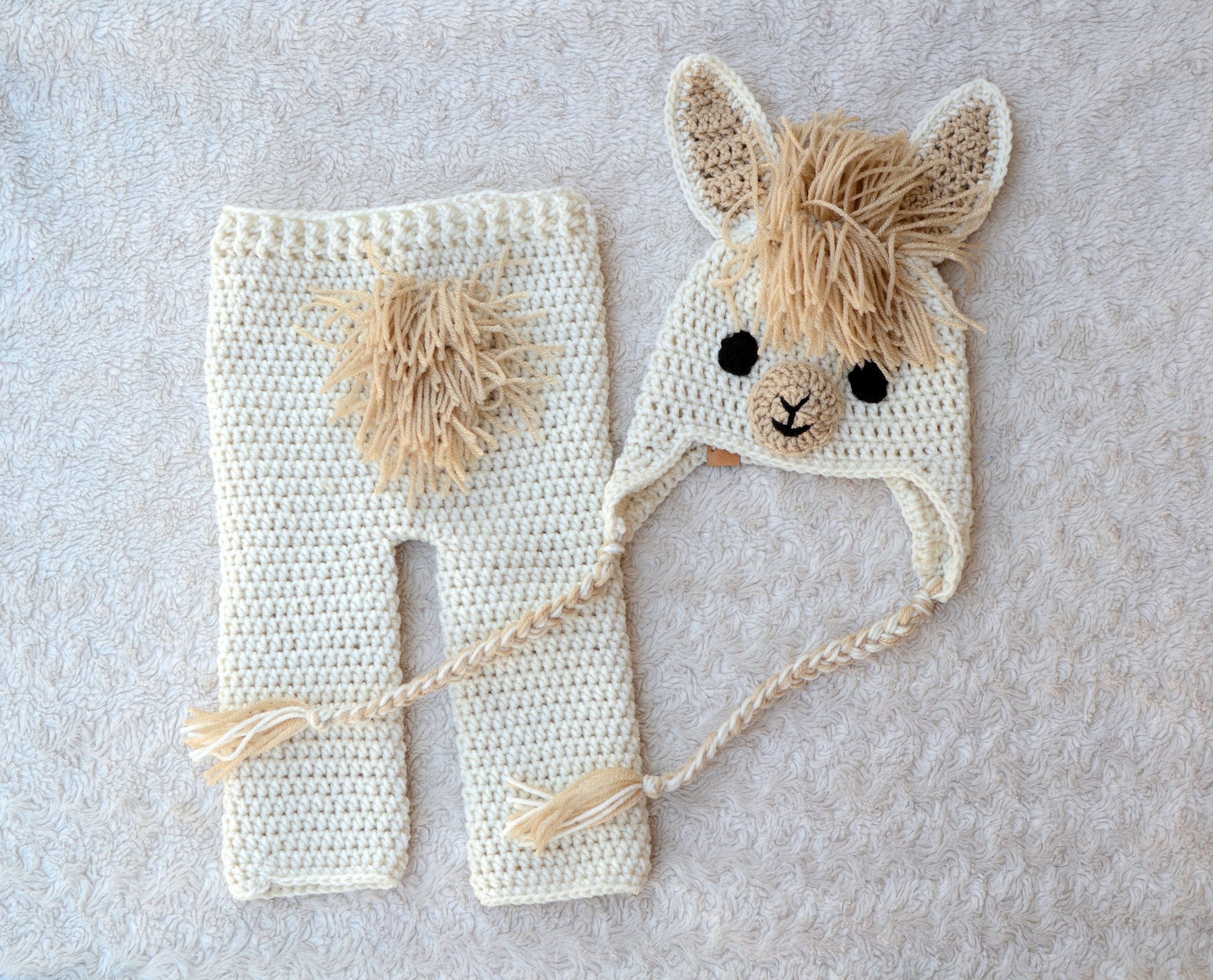 Llama / Alpaca Hat and Diaper Cover OR Pants Crochet Set