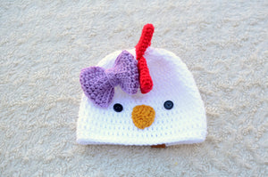 Rooster / Chicken Crochet Beanie Hat Yellow Chick White Chicken