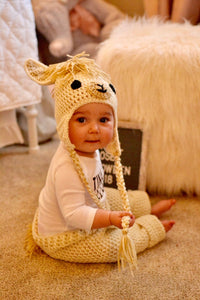 Llama / Alpaca Hat and Diaper Cover OR Pants Crochet Set