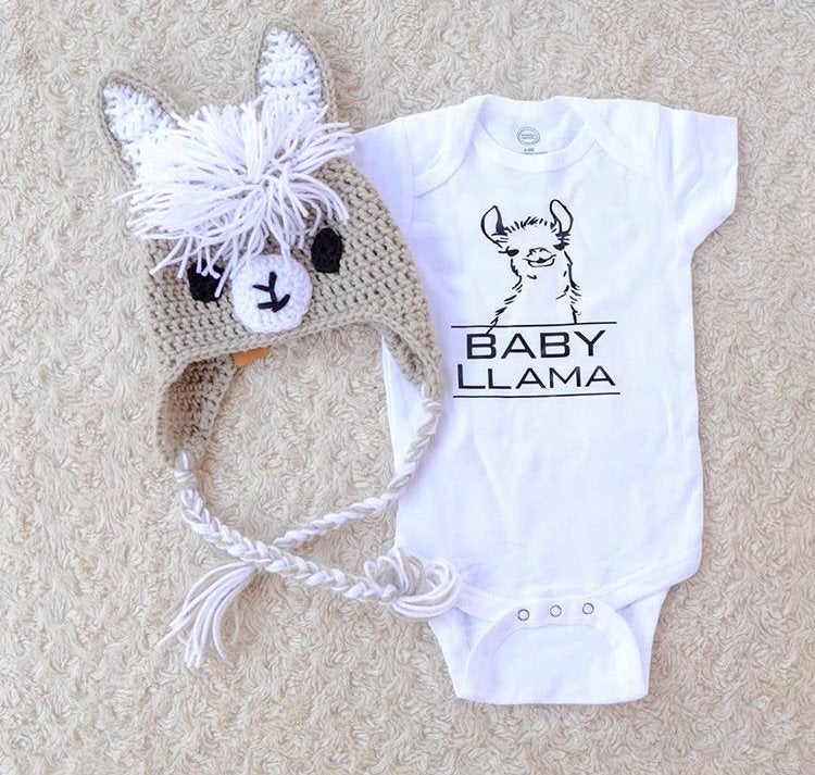 Baby Llama Bodysuit and Hat Set