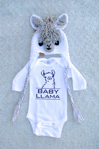 Baby Llama Bodysuit and Hat Set