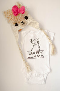 Baby Llama Bodysuit and Hat Set