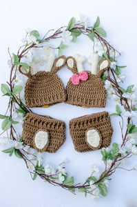 Deer Hat and Diaper Cover Crochet Set - Boy or Girl