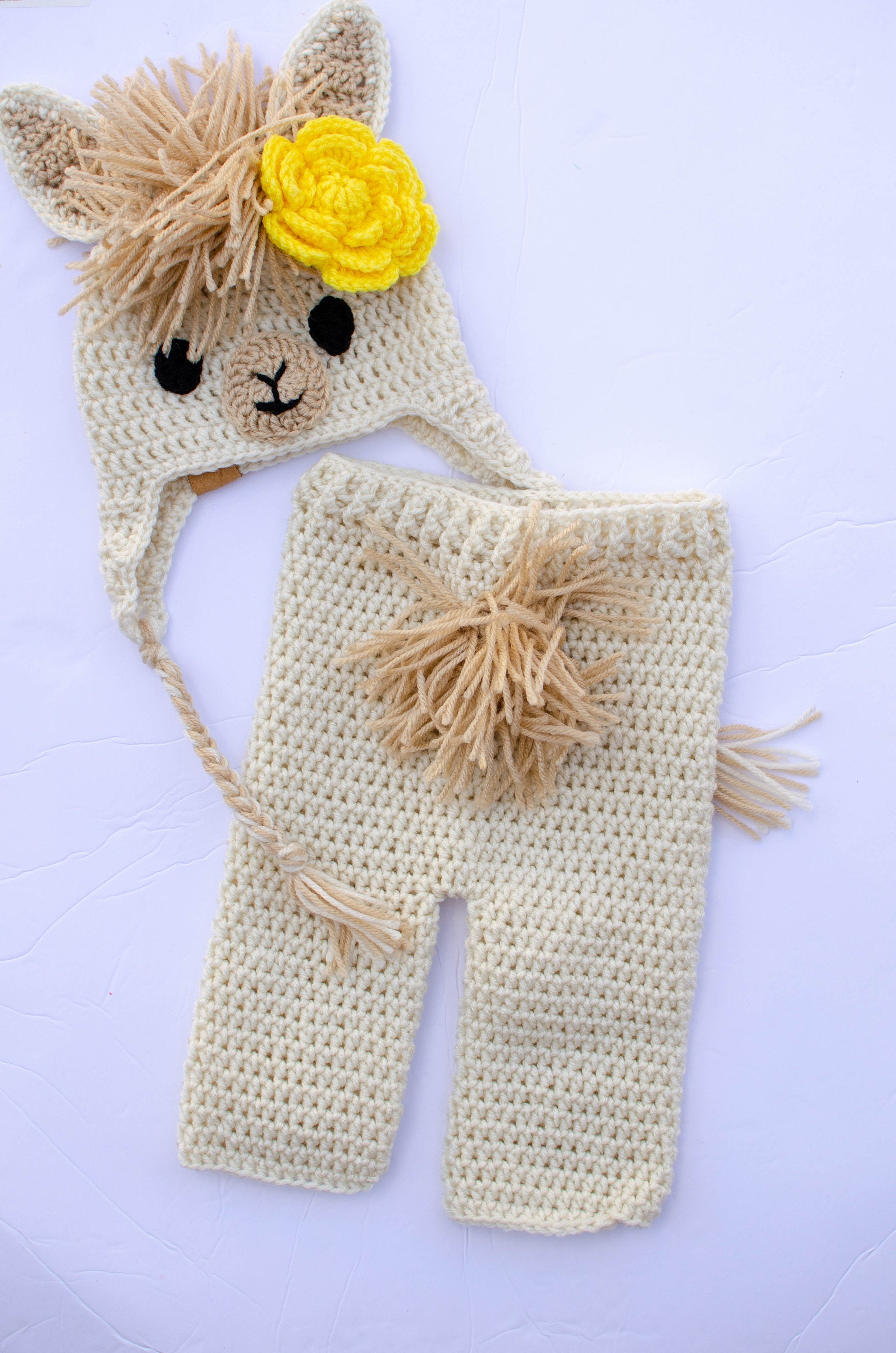 Llama / Alpaca Hat and Diaper Cover OR Pants Crochet Set