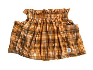 Brown Plaid Pocket Skirt